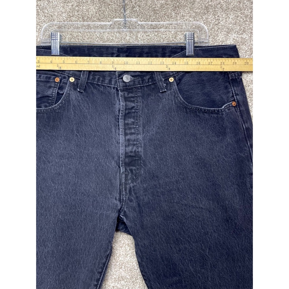 Levi's 501 Original Fit Button Fly Jeans Mens 40x32 Faded Black Straight Denim - Picture 5 of 11